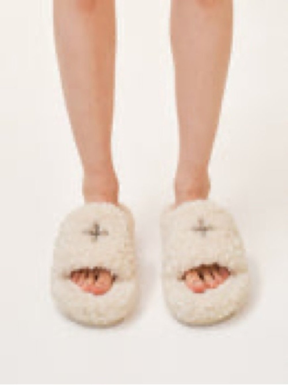 SMFK CROSS MOTIF FAUX FUR PLATFORM SLIDES SIZE 37/ US 6